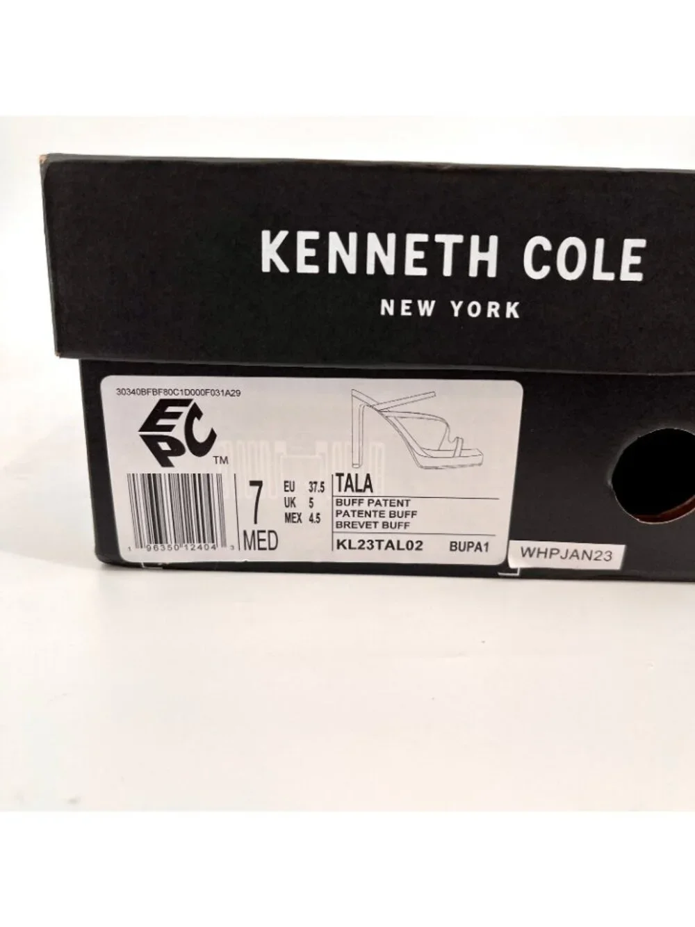 Kenneth Cole Tala Platform Heels Size 7M Buff Patent Strappy Square Toe Sandals